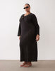 Esmée Curve knit beach midaxi dress in black