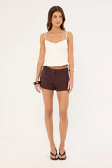 Motel Wiluta Short Dark Brown Pinstripe