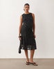 Mamalicious Maternity sleeveless mesh midi dress in black and white dot print