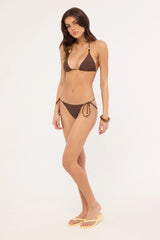Perfect Stranger Finley Beaded Tie Bikini Bottom Brown