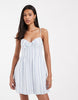 Hollister strappy button front mini dress in blue stripe