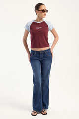 Rusty Shorty Freida Low Rise Jean Blasted Deep Sea Blue
