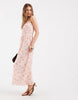 Pieces smocked lace cami maxi dress in pink ditsy floral print