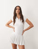 4505 active polo neck tennis dress with pleated skirt in white