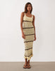 Miss Selfridge striped crochet midi dress in butter