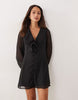 Miss Selfridge button up mini with collar in polka dot print