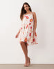Gina Tricot flowy strap detail mini dress in white poppy print