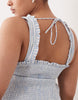 Esmée Curve beach mini dress with ruffle trim in blue & white stripes