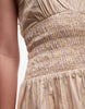 COLLUSION shirred square neck midaxi dress in buttermilk yellow stripes