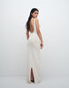 Wanderdoll Lillie knitted scoop neck corsage tassel detail maxi dress in vanilla