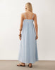 textured square neck midaxi dress in light blue
