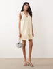 Sister Jane Lemon Zest embellished v-neck sleeveless ruffle hem mini dress in yellow