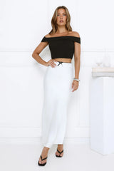 Daydreamer Ribbed Off-Shoulder Crop Top Black