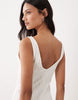 wide rib sleeveless V neck midi dress in neutral