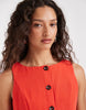 Vero Moda linen look button front maxi dress in poppy red