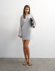 Topshop jersey rolled sleeve T-shirt dress in gray heather with lime contrast stitching