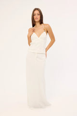 Luck & Trouble Malibu Linen Maxi Skirt White