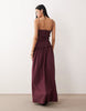 Tall crinkle maxi dress with shirred dropped waist in plum