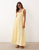 crinkle scoop neck maxi sundress with shirred waist in lemon