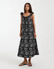 Vero Moda ruffle cami strap midi dress in black and white floral print
