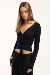 Sndys The Label Nikola Wrap Top Black