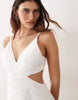 ARRANGE cotton paneled cut out broderie maxi dress in white