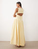 deep v neck dropped waist midi dress in lemon
