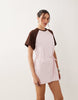 contrast tie detail T-shirt mini dress in pink and chocolate
