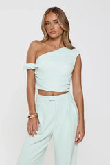 The Edit Tailored Off Shoulder Crop Top Mint