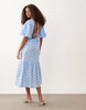 Sister Jane Seaglass puff sleeve drop waist midi dress in blue polka dot