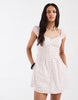 Hollister milkmaid smocked waist mini dress in pink polka dot print