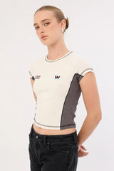 Worship Anytime Panelled Cap Sleeve Tee Zine/Worn Black