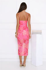 Seashore Mesh Midi Dress Pink