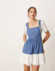 Miss Selfridge broderie mix denim mini wash dress