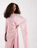TFNC Bridesmaids satin maxi dress with mesh cape in pink