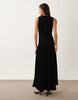 Mango v-neck ruched maxi dress in black