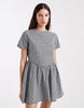 ONLY v-waist detail mini dress in black gingham