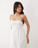 Kaiia exclusive cotton shirred bust detail midi dress in white
