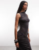 Weekday asymmetric maxi dress in black zebra print