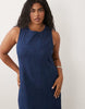Curve denim fitted midi dress in rich mid blue