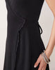 Miss Selfridge pointelle lace trim wrap dress in black