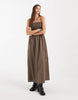 Object shirred bodice detailing cami midaxi dress in morel brown