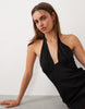 Mango starring Hailey Bieber twist front halterneck mini dress in black