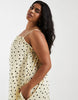 PIECES Curve cotton cami maxi dress in yellow and brown polka dot print