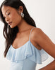Vero Moda Petite ruffle bust chiffon midaxi cami dress in light blue