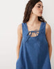 denim scoop mini dress with bow front in light blue