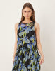 racer neck smock maxi dress in dark based floral