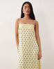 cami maxi slip dress with lace trims in buttermilk base spot print