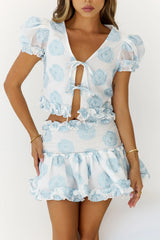 Brighter Blooms Crop Top Blue