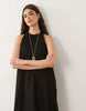 sleeveless maxi dress with puff hem in black